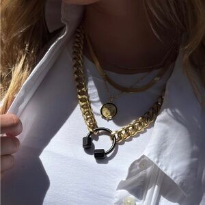 Outlaw (Matte Black) Rachel Nathan Gold and Black Chain Necklace